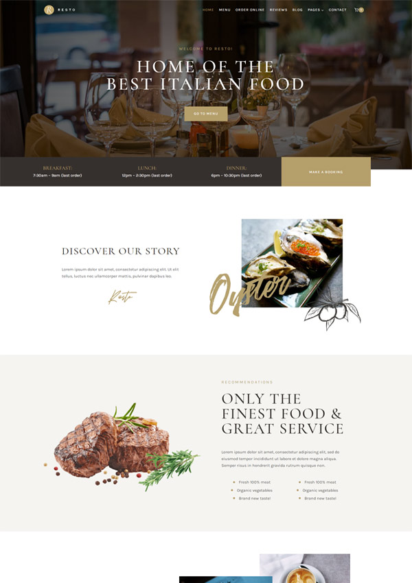 Restaurant WordPress Template