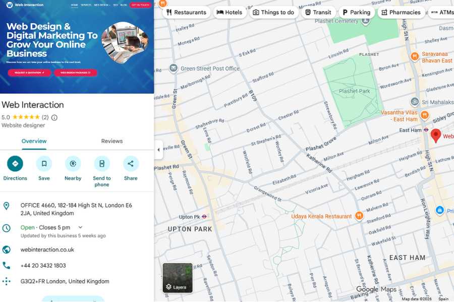 Web Interaction on Google Busin ess Profile